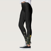 Wildbloemrand op zwart leggings (Links)