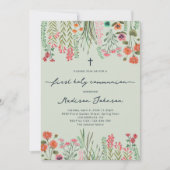 Wildbloemsalie Groen Eerste Heilige Communie Kaart (Voorkant)