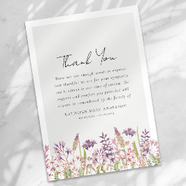 Wildbloemsympathie begrafenis bedankkaart