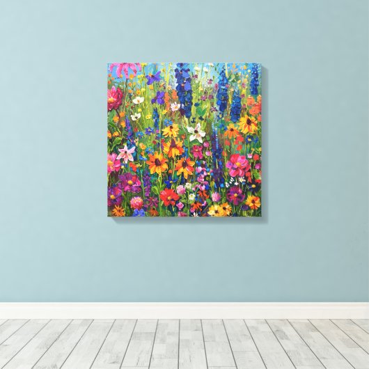Wildbloemveld Acryl schilderij Canvas Afdruk (Insitu (Houten vloer))