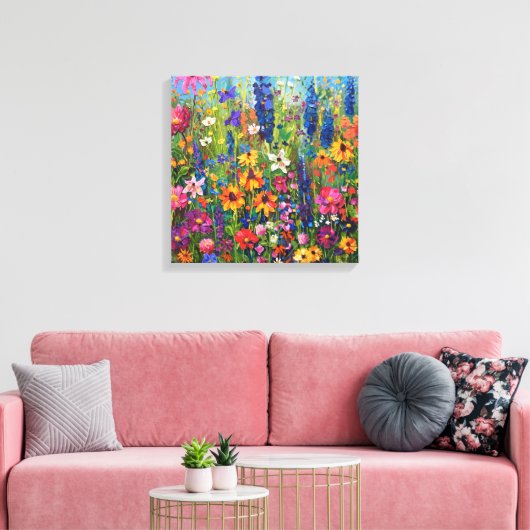 Wildbloemveld Acryl schilderij Canvas Afdruk (Insitu (Woonkamer))