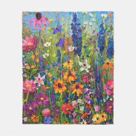 Wildbloemveld Acryl schilderij Fleece Deken