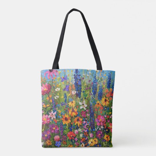Wildbloemveld Acryl schilderij Tote Bag (Achterkant)
