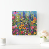 Wildbloemveld Acryl schilderij Vierkante Klok (Huis)