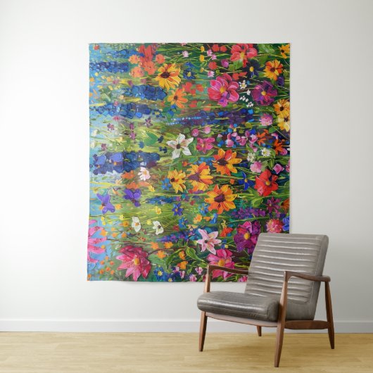 Wildbloemveld Acryl schilderij Wandkleed (In situ)