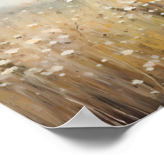 Wildbloemveld Landschap Olieverfschilderij Poster (Hoek)