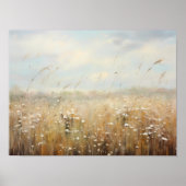Wildbloemveld Landschap Olieverfschilderij Poster (Voorkant)