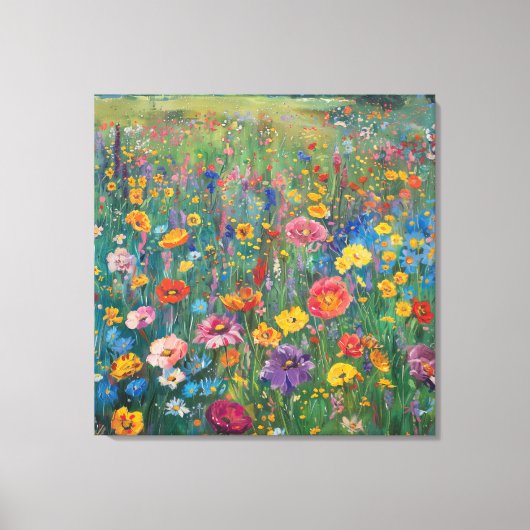 Wildbloemveld waterverf schilderij canvas afdruk (Voorkant)