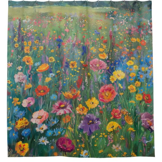 Wildbloemveld waterverf schilderij douchegordijn (Voorkant)