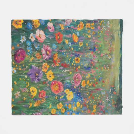 Wildbloemveld waterverf schilderij fleece deken (Voorkant (Horizontaal))