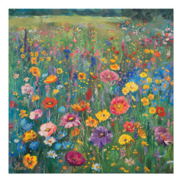 Wildbloemveld waterverf schilderij foto afdruk