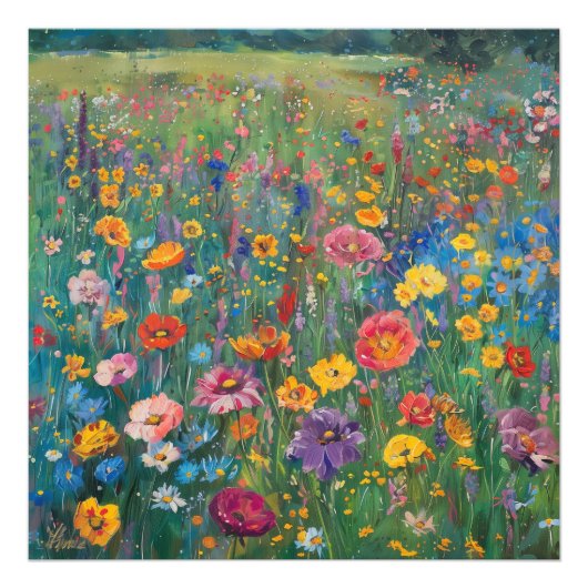 Wildbloemveld waterverf schilderij foto afdruk (Voorkant)