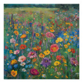 Wildbloemveld waterverf schilderij perfect poster (Voorkant)
