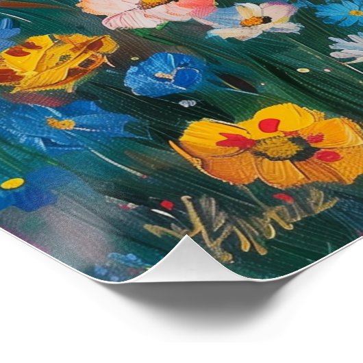 Wildbloemveld waterverf schilderij perfect poster (Hoek)