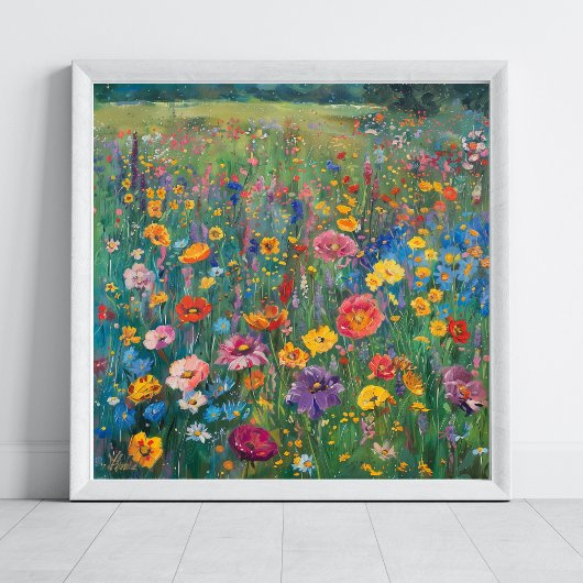 Wildbloemveld waterverf schilderij perfect poster