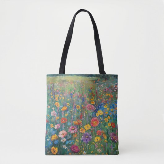Wildbloemveld waterverf schilderij tote bag (Voorkant)