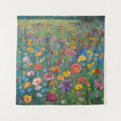 Wildbloemveld waterverf schilderij wandkleed (Voorkant)