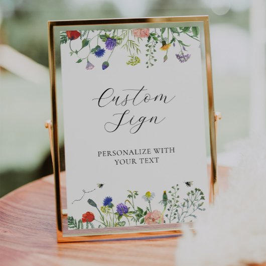 Wildbloemvelden en Bijen Aangepast tekstteken Poster