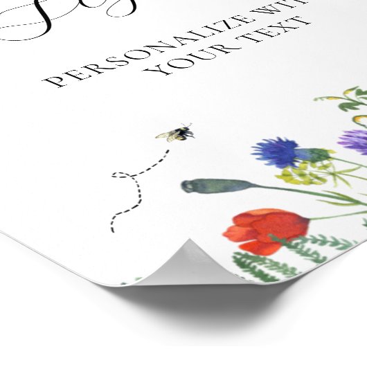 Wildbloemvelden en Bijen Aangepast tekstteken Poster (Hoek)