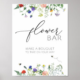 Wildbloemvelden en bijen Bloem Boeket Bar Poster