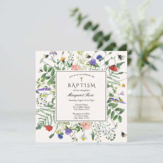 Wildbloemvelden en honingbijendoop kaart (Staand voorkant)