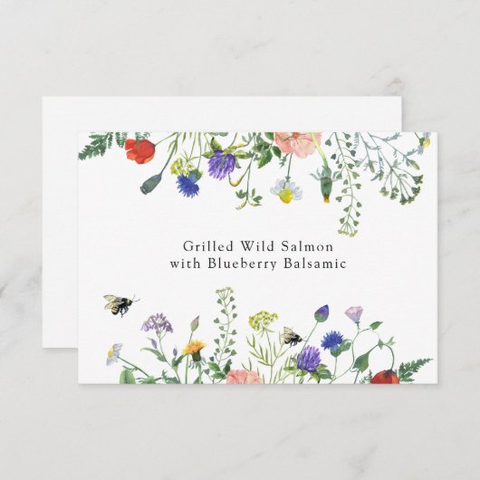 Wildbloemvelden en zoemende bijen Voedselbord Kaart (Voorkant / Achterkant)