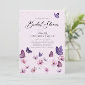 Wildbloemvlinders Paarse tuin Vrijgezellenfeest Kaart (Staand voorkant)