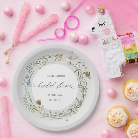 wildbloemweide elegant vrijgezellenfeest papieren bordje (Feest)