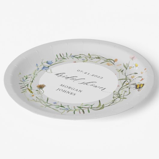 wildbloemweide elegant vrijgezellenfeest papieren bordje (Gekanteld)