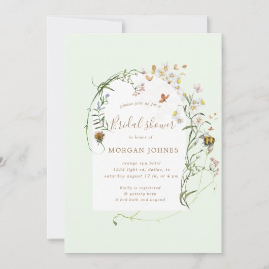 wildbloemweide floral Vrijgezellenfeest uitnodigen Kaart (Voorkant)