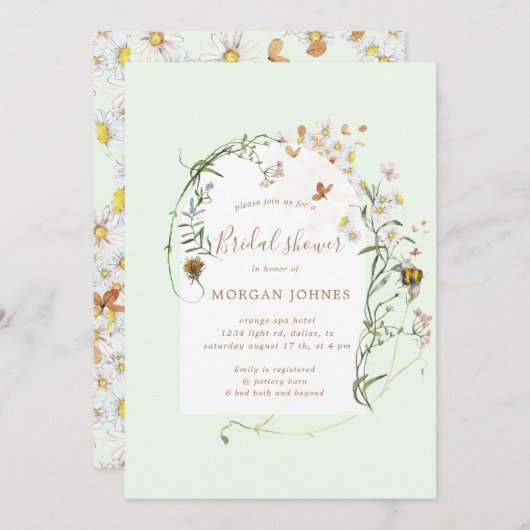 wildbloemweide floral Vrijgezellenfeest uitnodigen Kaart (Voorkant / Achterkant)