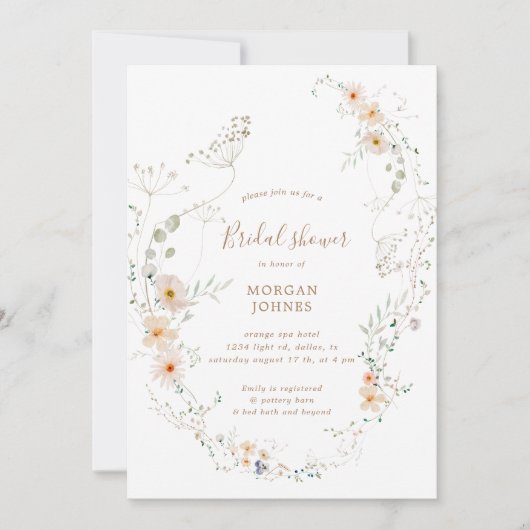 wildbloemweide floral Vrijgezellenfeest uitnodigen Kaart (Voorkant)