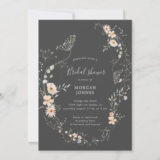 wildbloemweide floral Vrijgezellenfeest uitnodigen Kaart (Voorkant)