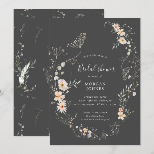 wildbloemweide floral Vrijgezellenfeest uitnodigen Kaart (Voorkant / Achterkant)