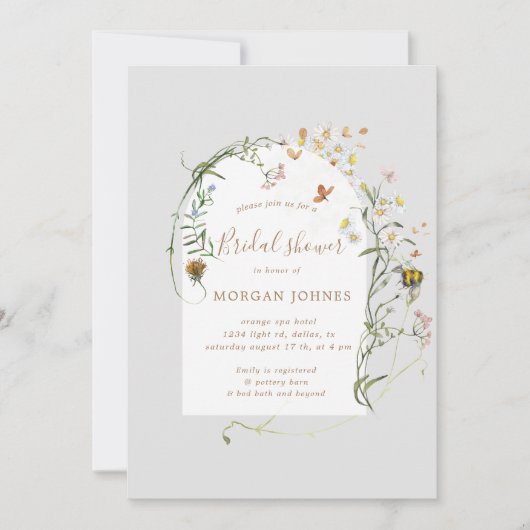 wildbloemweide floral Vrijgezellenfeest uitnodigen Kaart (Voorkant)