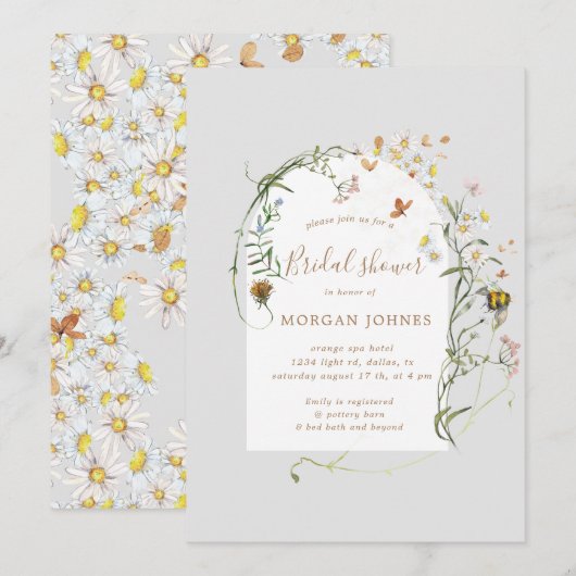 wildbloemweide floral Vrijgezellenfeest uitnodigen Kaart (Voorkant / Achterkant)