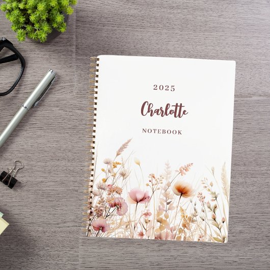 Wildbloemweide roze beige notitieboek