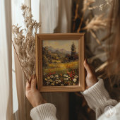 Wildbloemweide Schilderen Berglandschap Poster