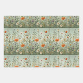 Wildbloemweide witte, groene, blauwe achtergrond inpakpapier vel (Voorkant 3)