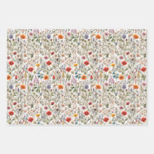 Wildbloemweide witte, groene, blauwe achtergrond inpakpapier vel (Voorkant)