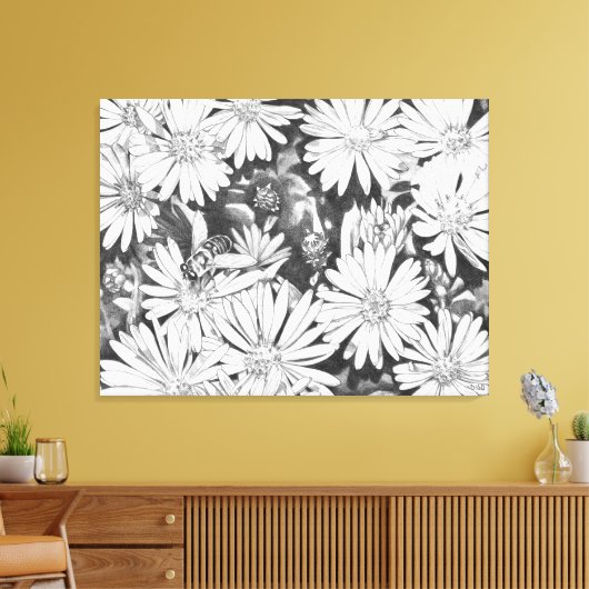 Wildbloes Honeybees Art Print Canvas Groot (Insitu (Woonkamer))