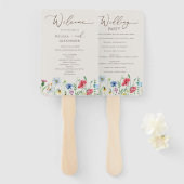 Wildbloestuin Beige Wedding Programme Hand Fan Handwaaier (Voorkant en achterkant)