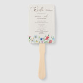 Wildbloestuin Beige Wedding Programme Hand Fan Handwaaier (Voorkant)