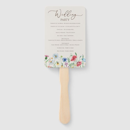 Wildbloestuin Beige Wedding Programme Hand Fan Handwaaier (Achterkant)