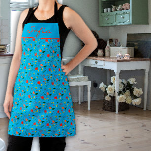 Wildblokpatroon turquoise All-Over Print Schort