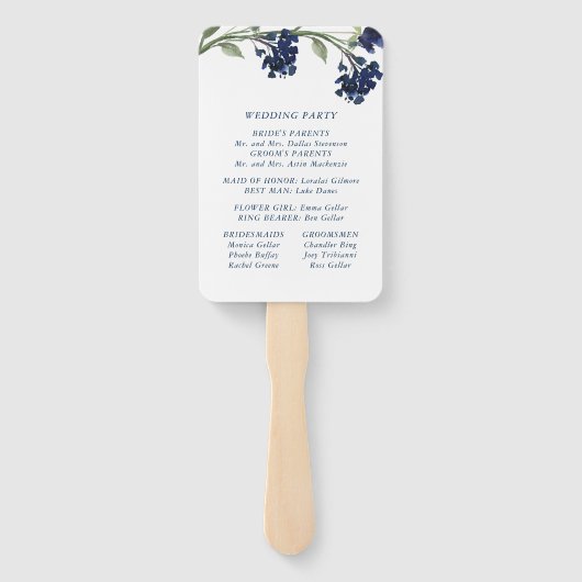 Wildbloom | Navy Blauw Boheemien Bloemenprogramma Handwaaier (Achterkant)