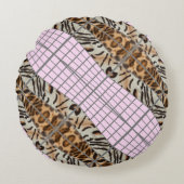 Wildcat Matrix - Bengal Cat Leopard Pink Rose Rond Kussen (Voorkant)