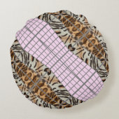 Wildcat Matrix - Bengal Cat Leopard Pink Rose Rond Kussen (Achterkant)