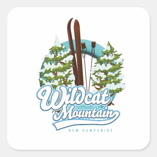 Wildcat Mountain New Hampshire Ski poster Button Vierkante Sticker (Voorkant)
