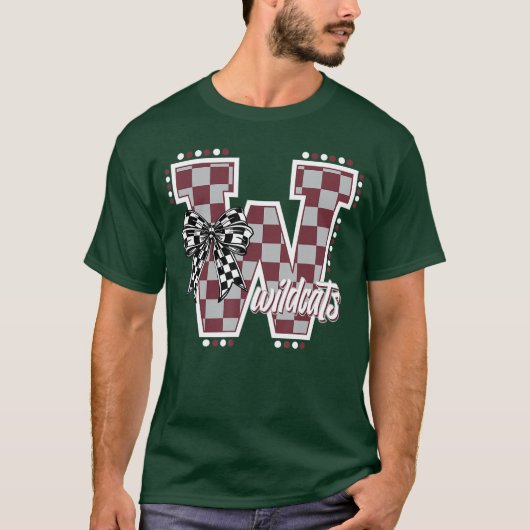 Wildcats Geruite Maroon Wildcat Pride School Spi T-shirt (Voorkant)